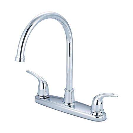 OLYMPIA FAUCETS Two Handle Kitchen Faucet, NPSM, Standard, Polished Chrome, Weight: 3.9 K-5370